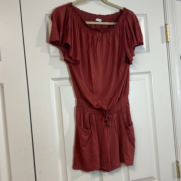 NWT Venus Lascana romper shorts swimsuit cover up off the shoulder light red 8 - Picture 2 of 9